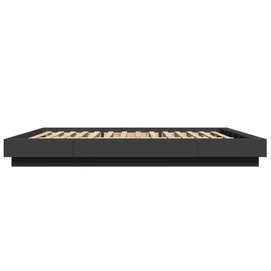 Cadre de lit avec lumières LED sans matelas noir 160x200 cm - 6