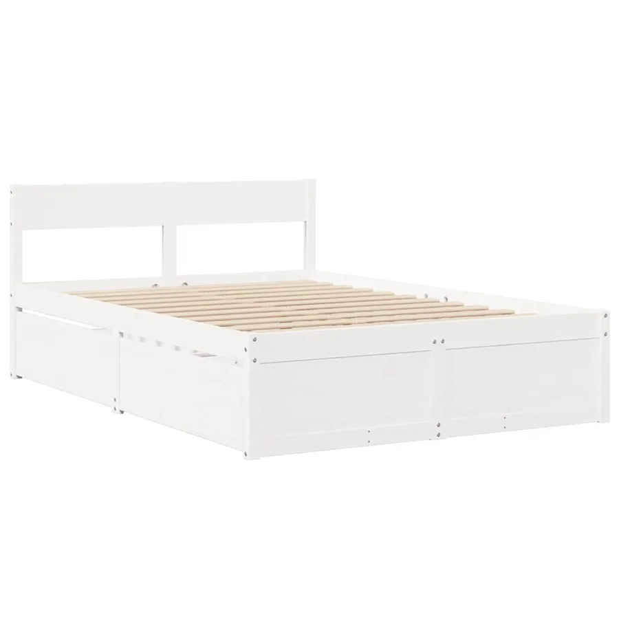 Cadre de lit sans matelas blanc 120x190 cm bois de pin massif - 3