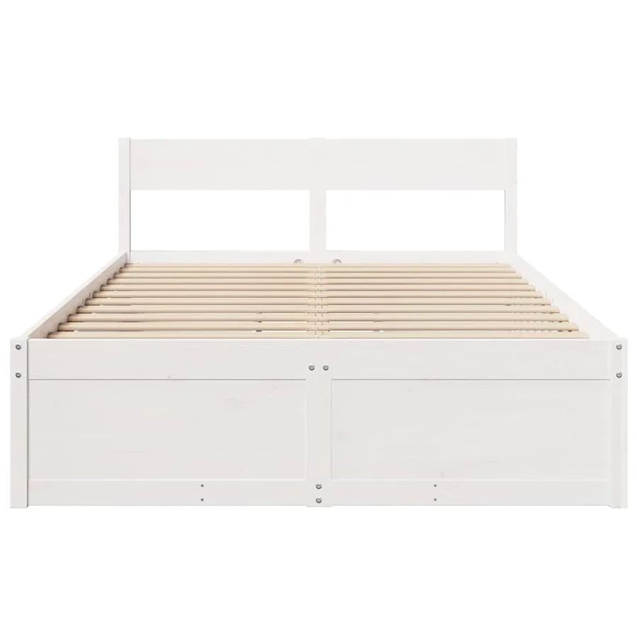 Cadre de lit sans matelas blanc 120x190 cm bois de pin massif - 4