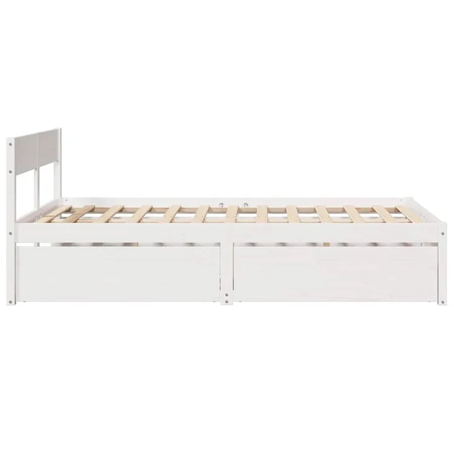 Cadre de lit sans matelas blanc 120x190 cm bois de pin massif - 5