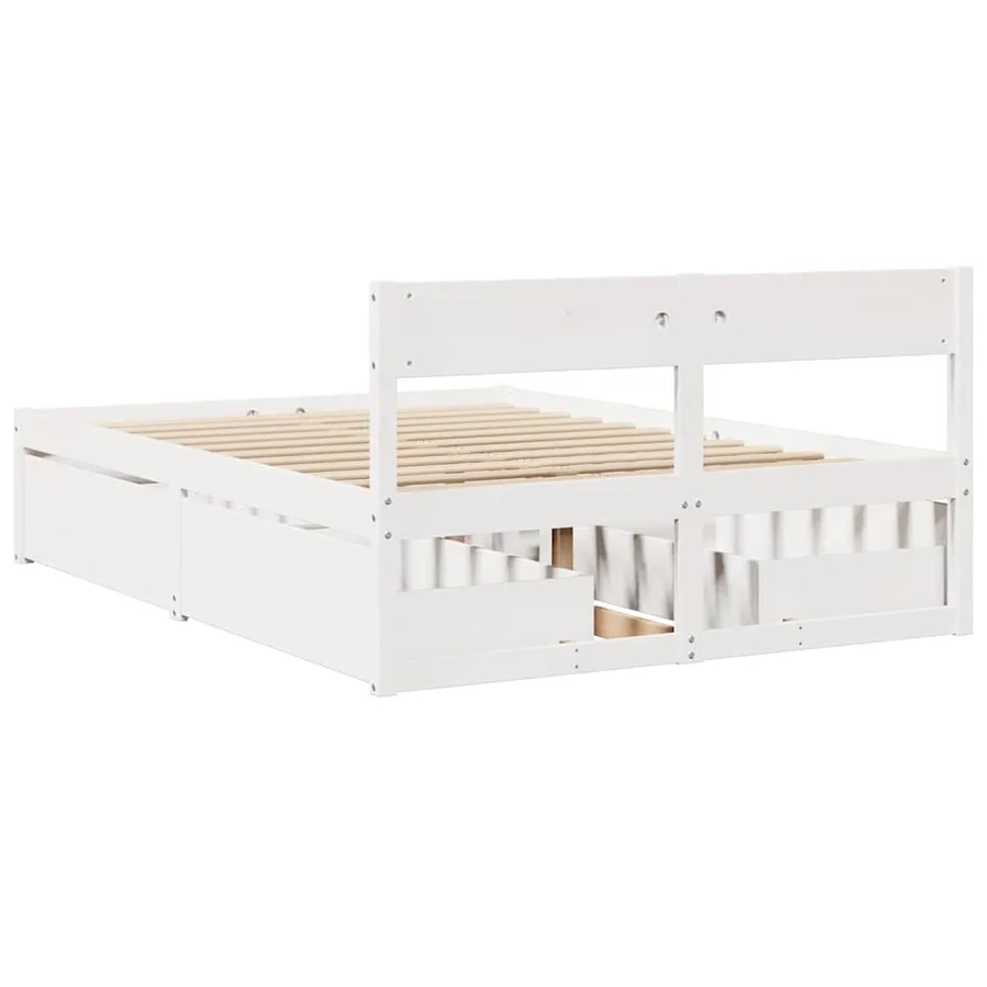 Cadre de lit sans matelas blanc 120x190 cm bois de pin massif - 6