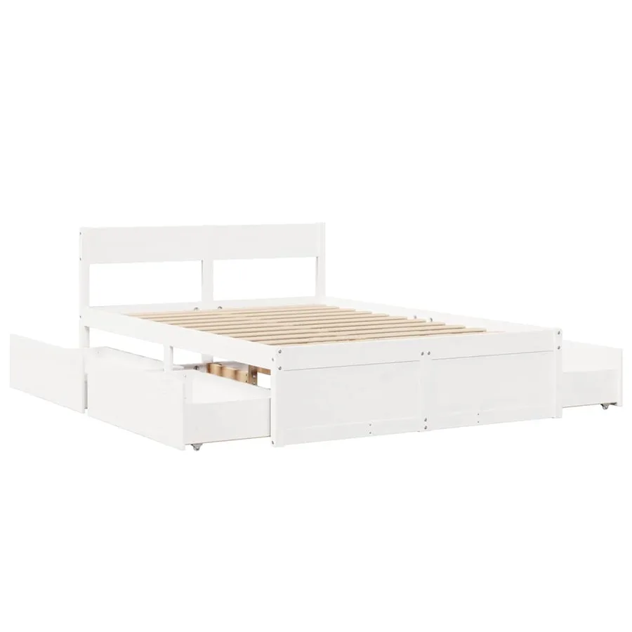 Cadre de lit sans matelas blanc 120x190 cm bois de pin massif - 7