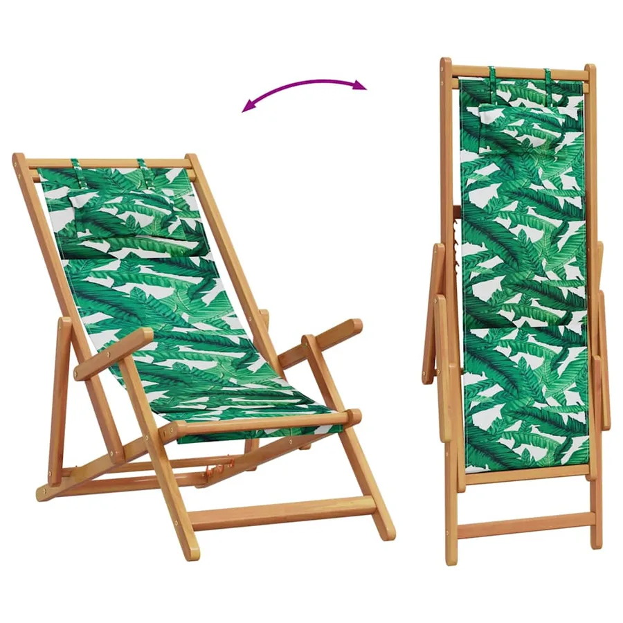 Chaises de plage pliantes lot de 2 tissu et bois massif - 7