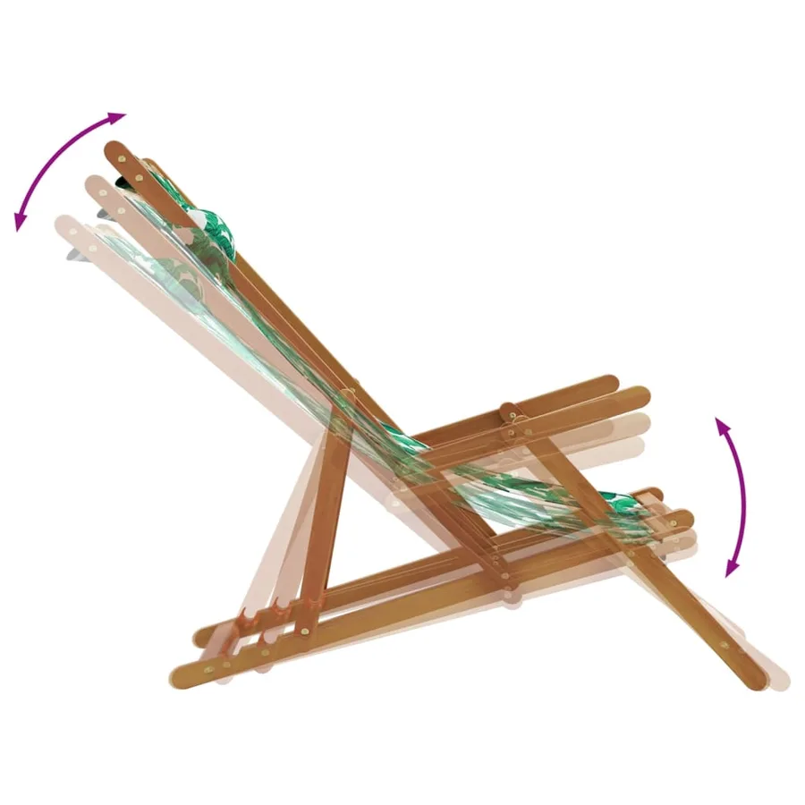 Chaises de plage pliantes lot de 2 tissu et bois massif - 8