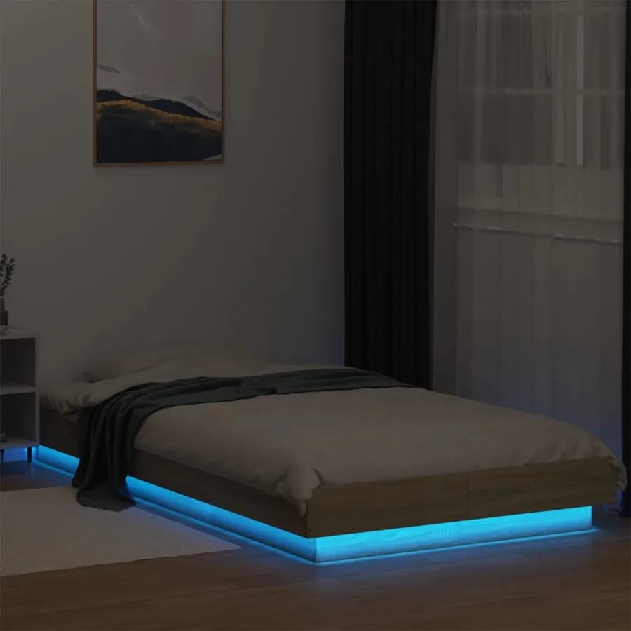 Cadre de lit avec lumières LED sans matelas 90x200 cm - 4