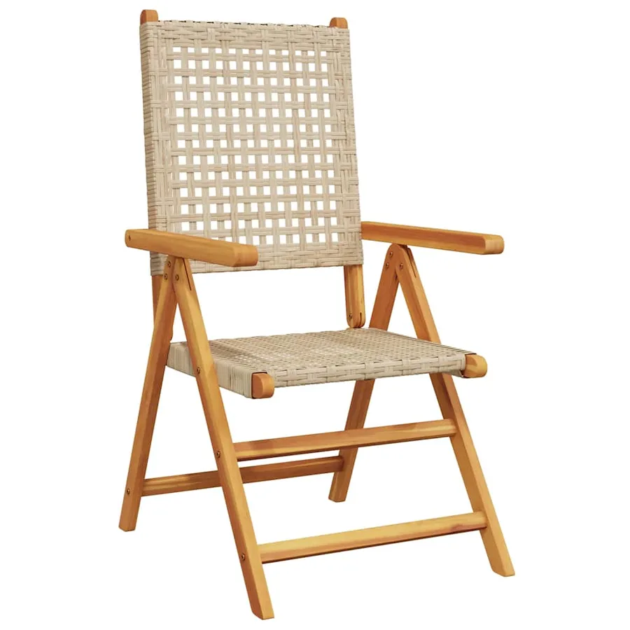 Ensemble à manger de jardin 7 pcs beige rotin et bois massif - 3