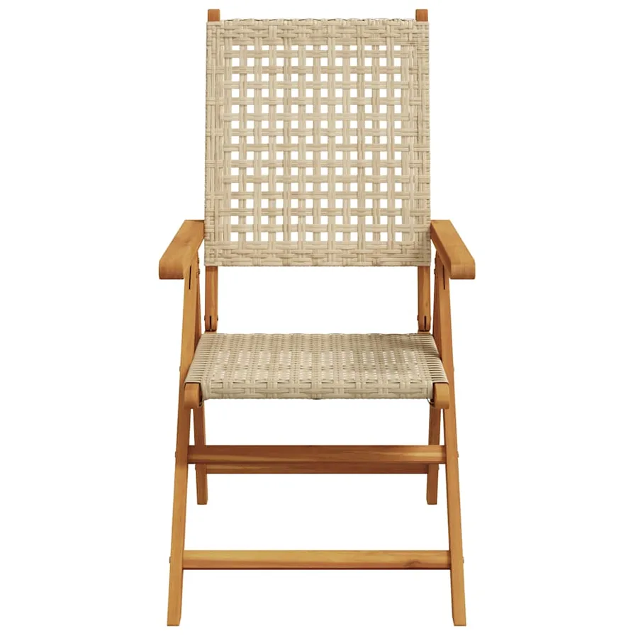 Ensemble à manger de jardin 7 pcs beige rotin et bois massif - 4