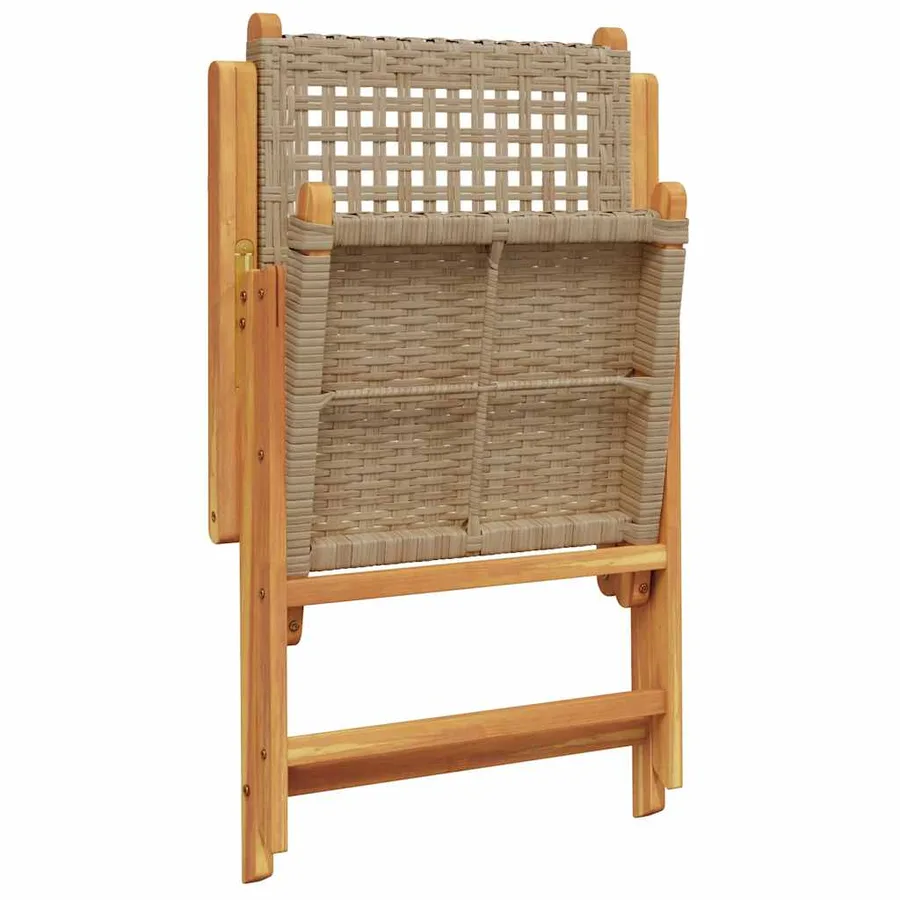 Ensemble à manger de jardin 7 pcs beige rotin et bois massif - 7