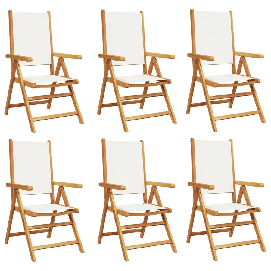 Chaises inclinables de jardin lot de 6 tissu et bois massif - 2