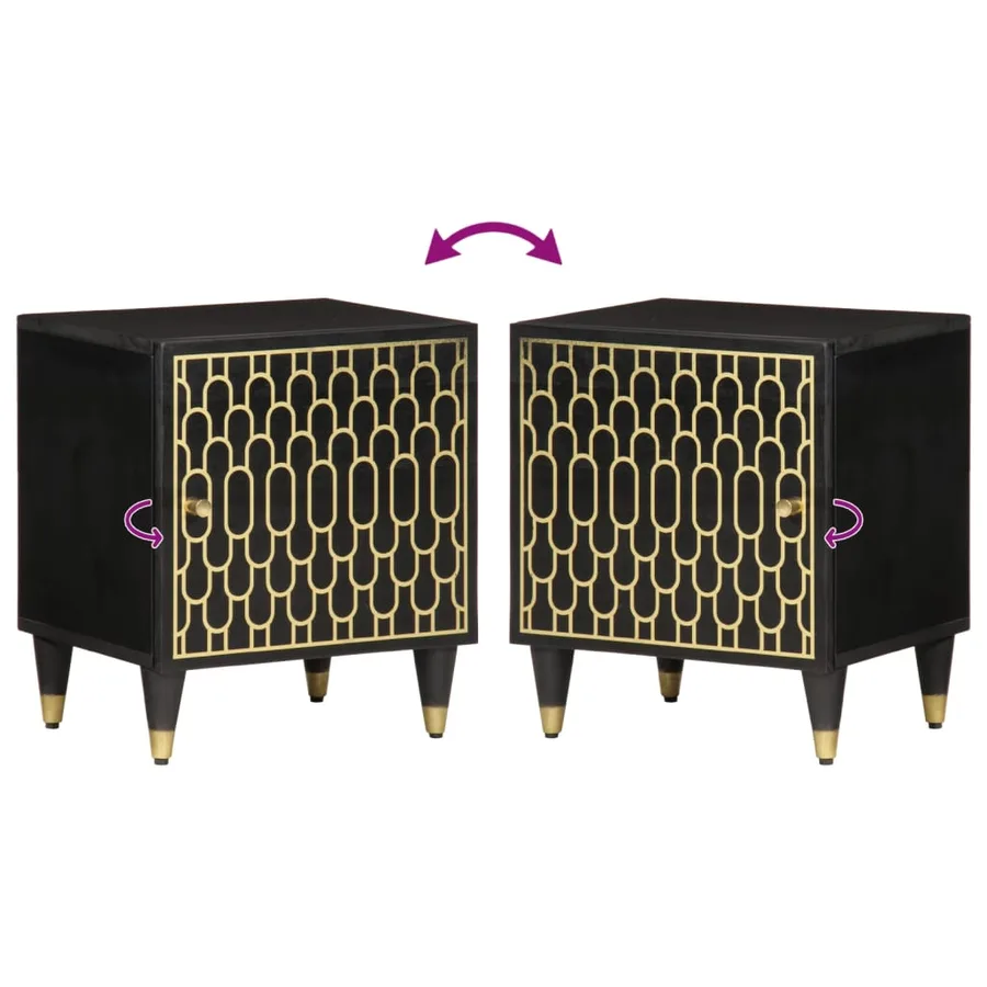 Tables de chevet 2 pcs 40x33x46 cm Bois de manguier solide - 7