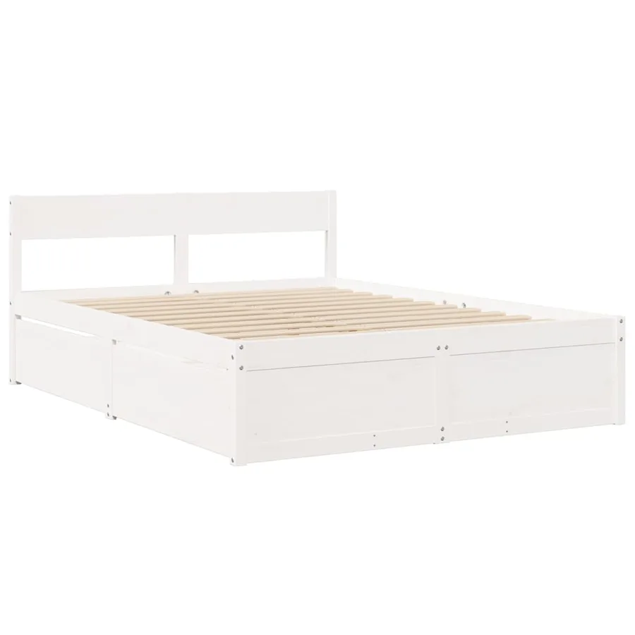 Cadre de lit sans matelas blanc 140x200 cm bois de pin massif - 3
