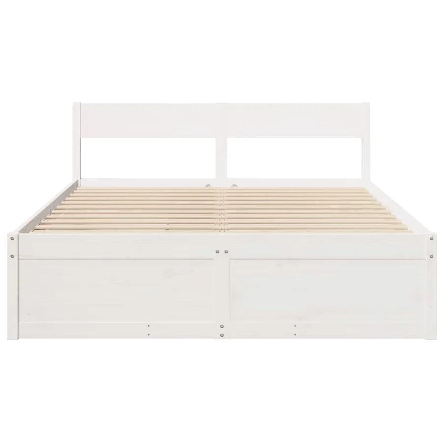 Cadre de lit sans matelas blanc 140x200 cm bois de pin massif - 4