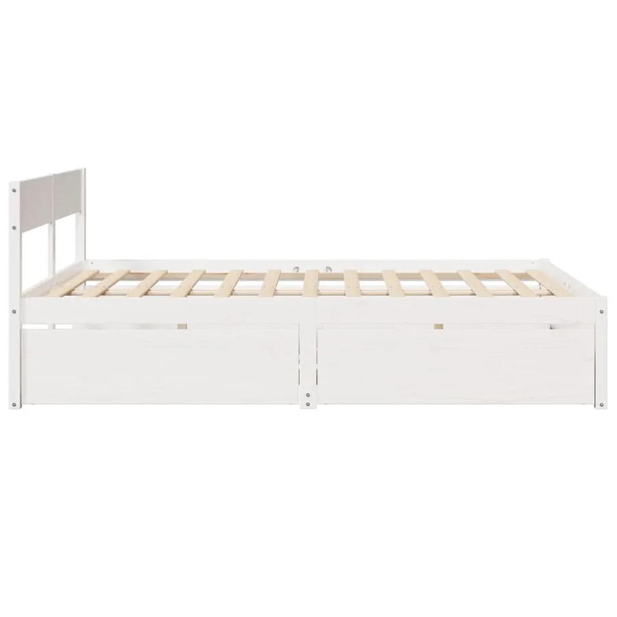 Cadre de lit sans matelas blanc 140x200 cm bois de pin massif - 5