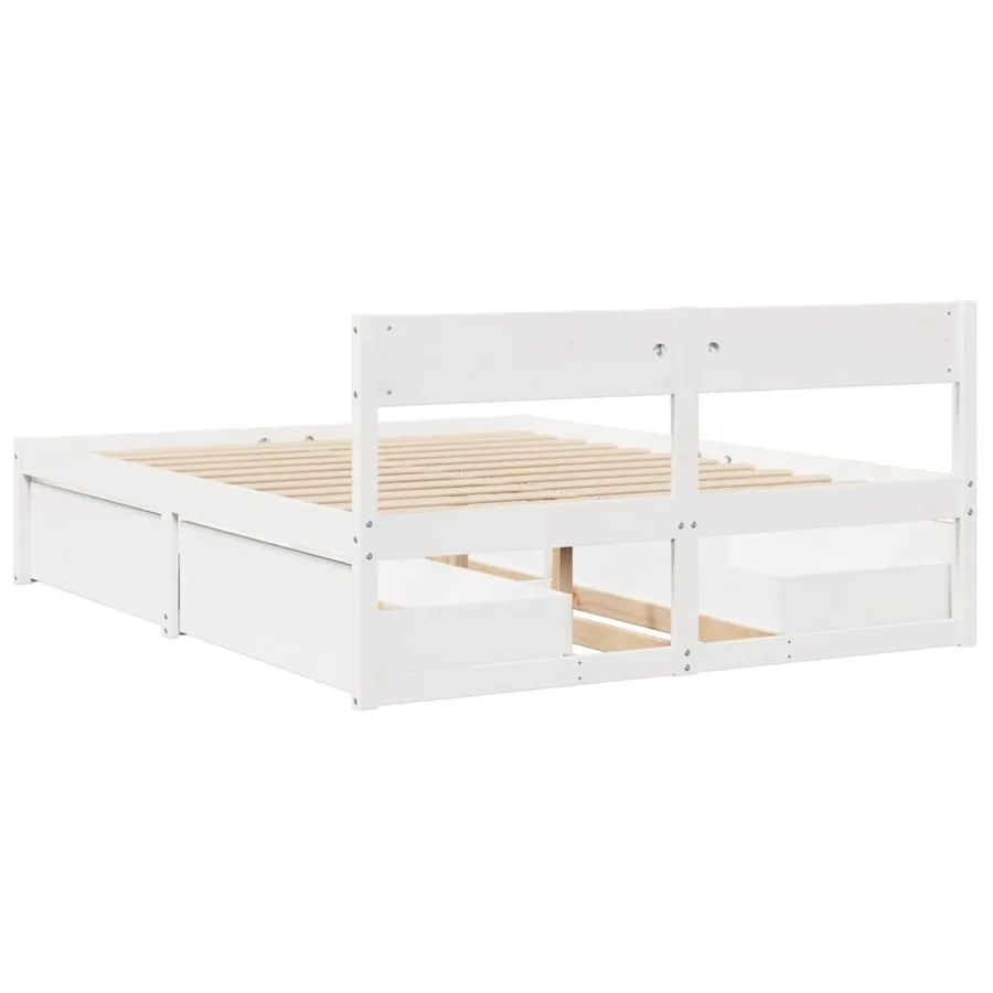 Cadre de lit sans matelas blanc 140x200 cm bois de pin massif - 6