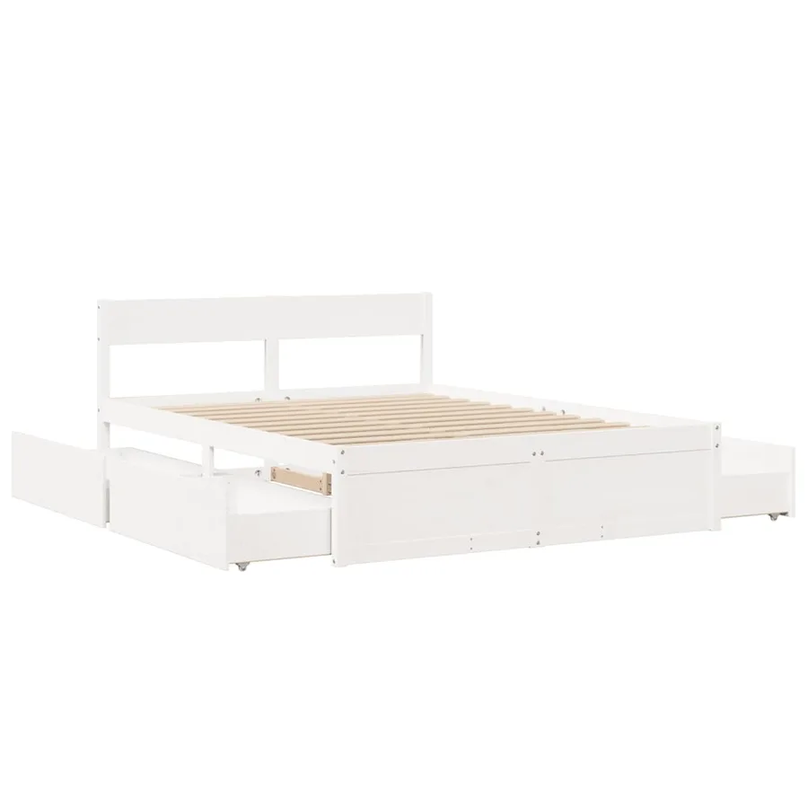 Cadre de lit sans matelas blanc 140x200 cm bois de pin massif - 7