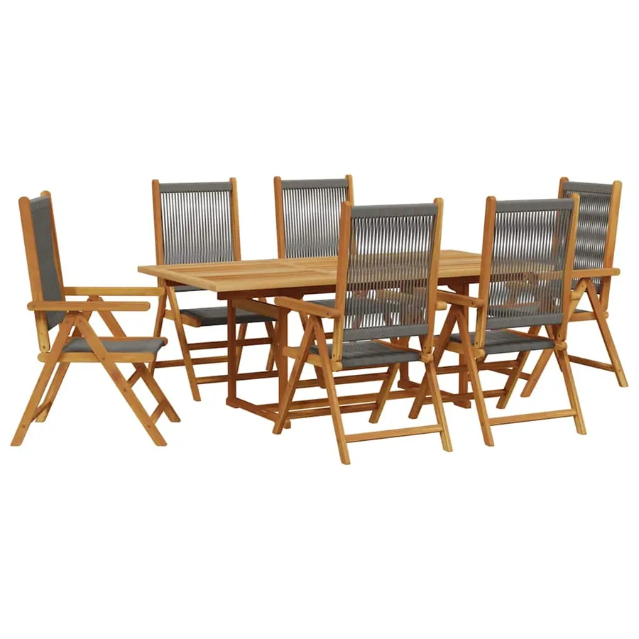 Ensemble à Manger de jardin 7pcs gris polypropylène bois massif - 2