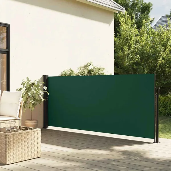 Auvent latéral rétractable vert foncé 140x500 cm