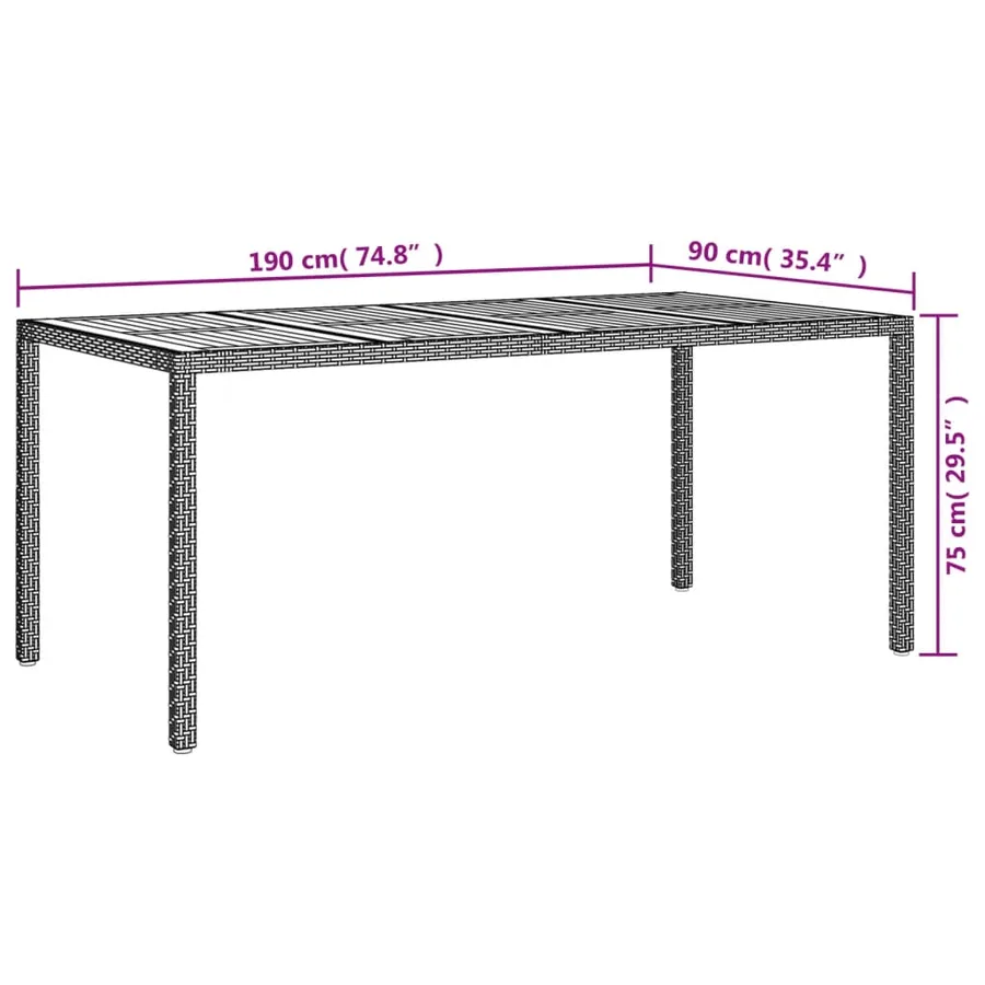 Ensemble à manger jardin et coussins 7 pcs gris rotin - 10