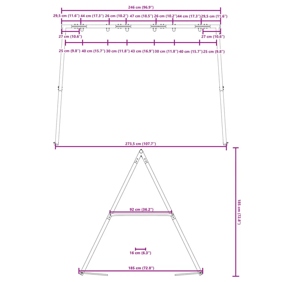 Cadre de balançoire extérieur l 273,5 x H 185 cm - 8