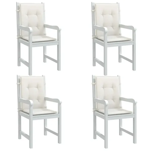 Coussins de chaise à dossier bas lot de 4 crème mélangé tissu