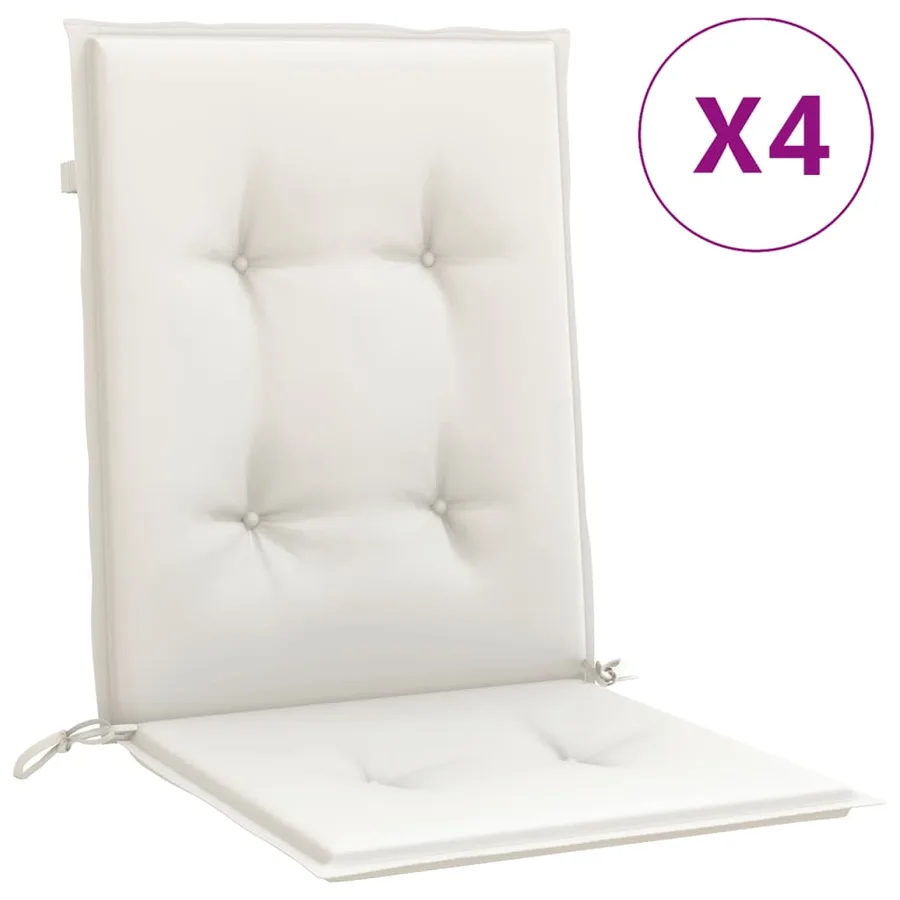 Coussins de chaise à dossier bas lot de 4 crème mélangé tissu - 2