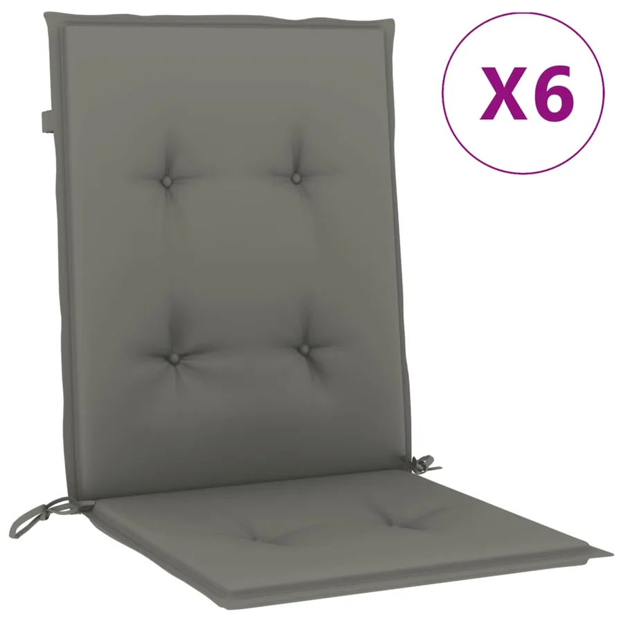 Coussins de chaise à dossier bas lot de 6 gris foncé mélangé - 2