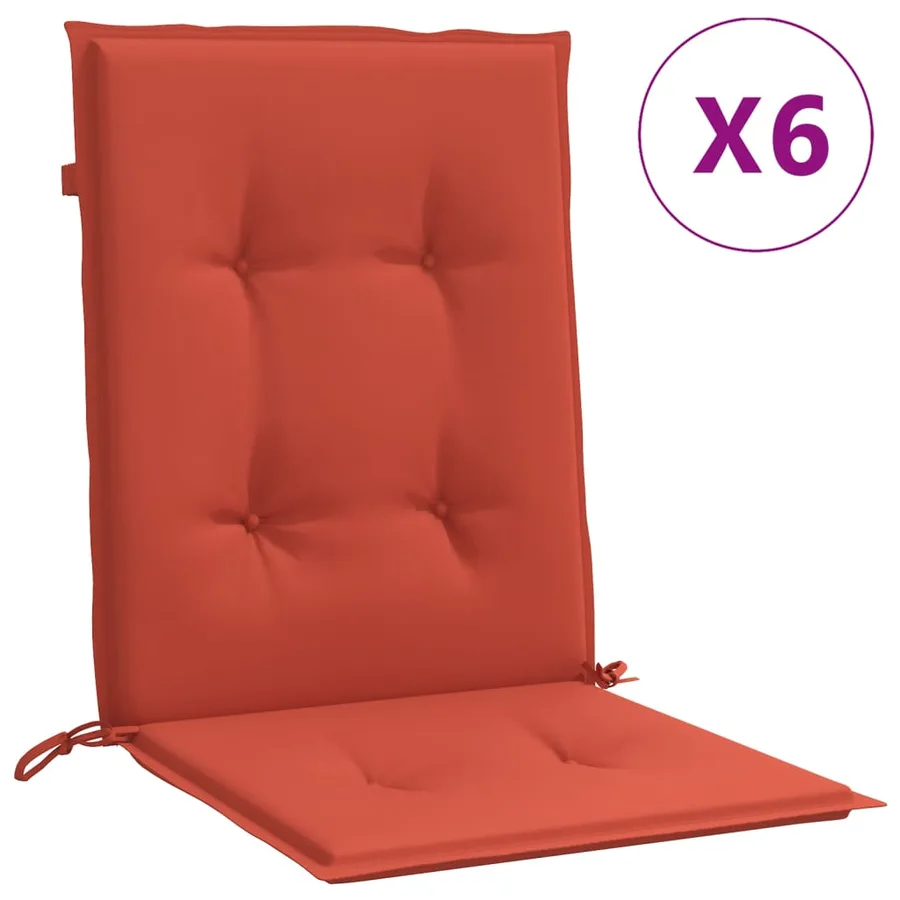 Coussins de chaise à dossier bas lot de 6 rouge mélangé tissu - 2