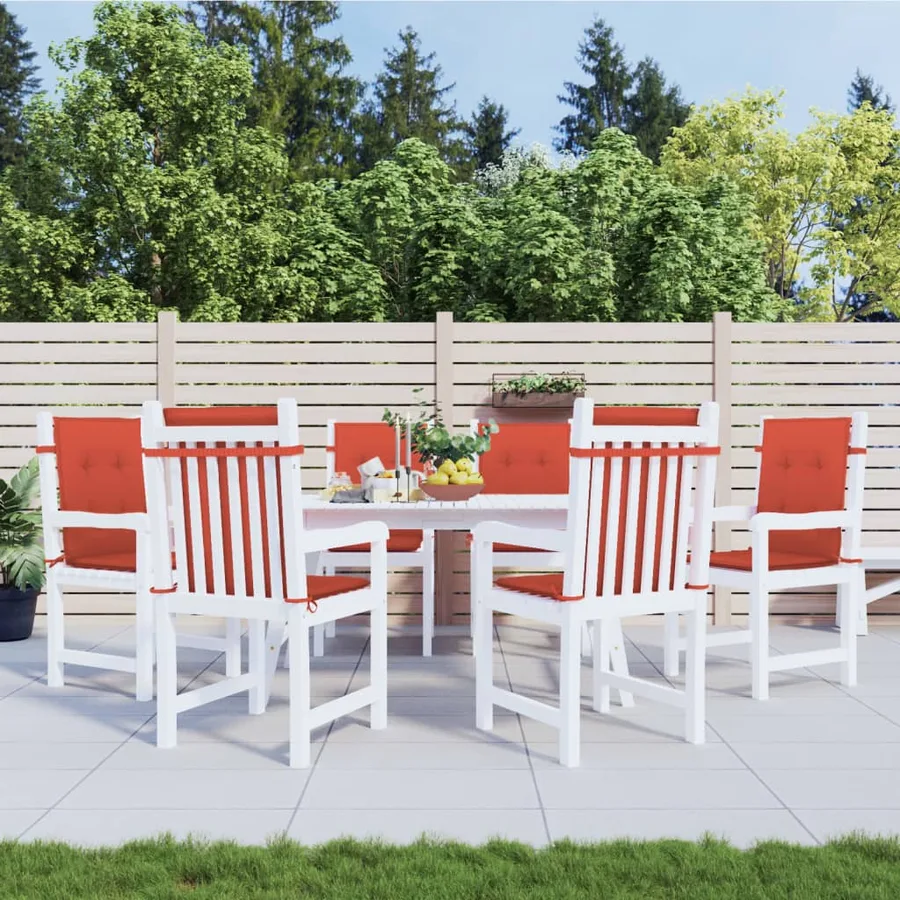 Coussins de chaise à dossier bas lot de 6 rouge mélangé tissu - 3