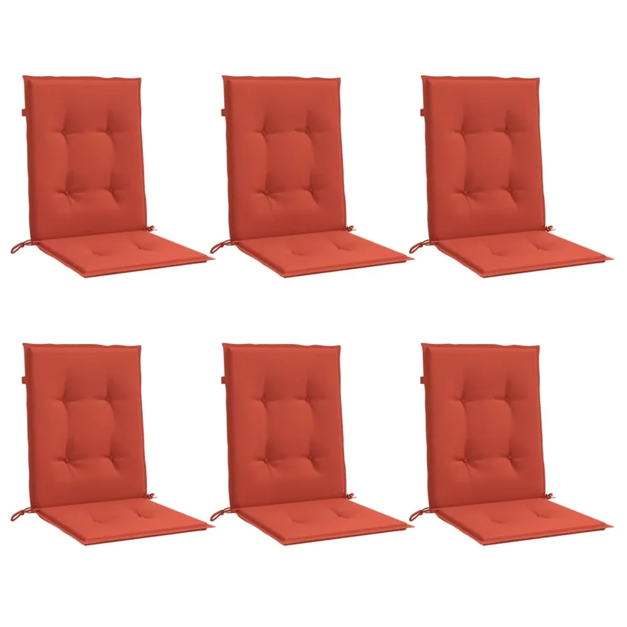 Coussins de chaise à dossier bas lot de 6 rouge mélangé tissu - 4