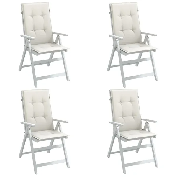 Coussins de chaise à dossier haut lot de 4 crème mélangé tissu