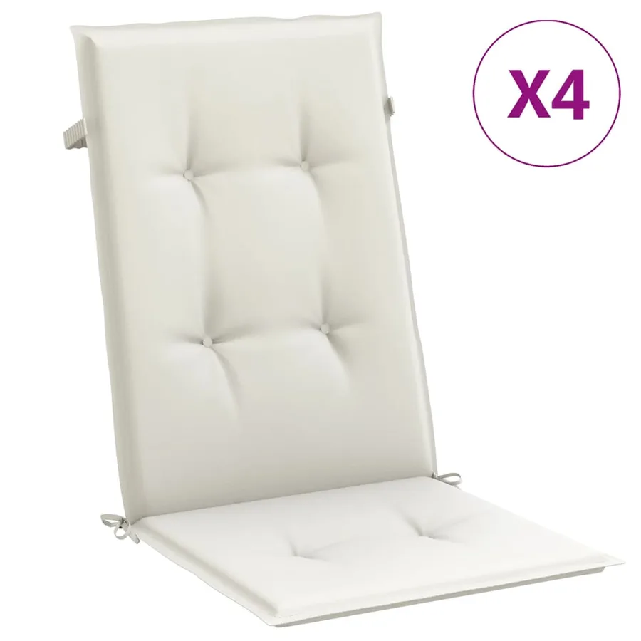 Coussins de chaise à dossier haut lot de 4 crème mélangé tissu - 2