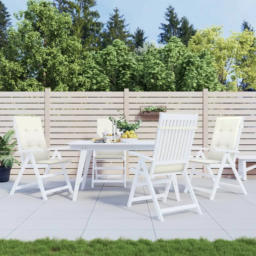Coussins de chaise à dossier haut lot de 4 crème mélangé tissu - 3