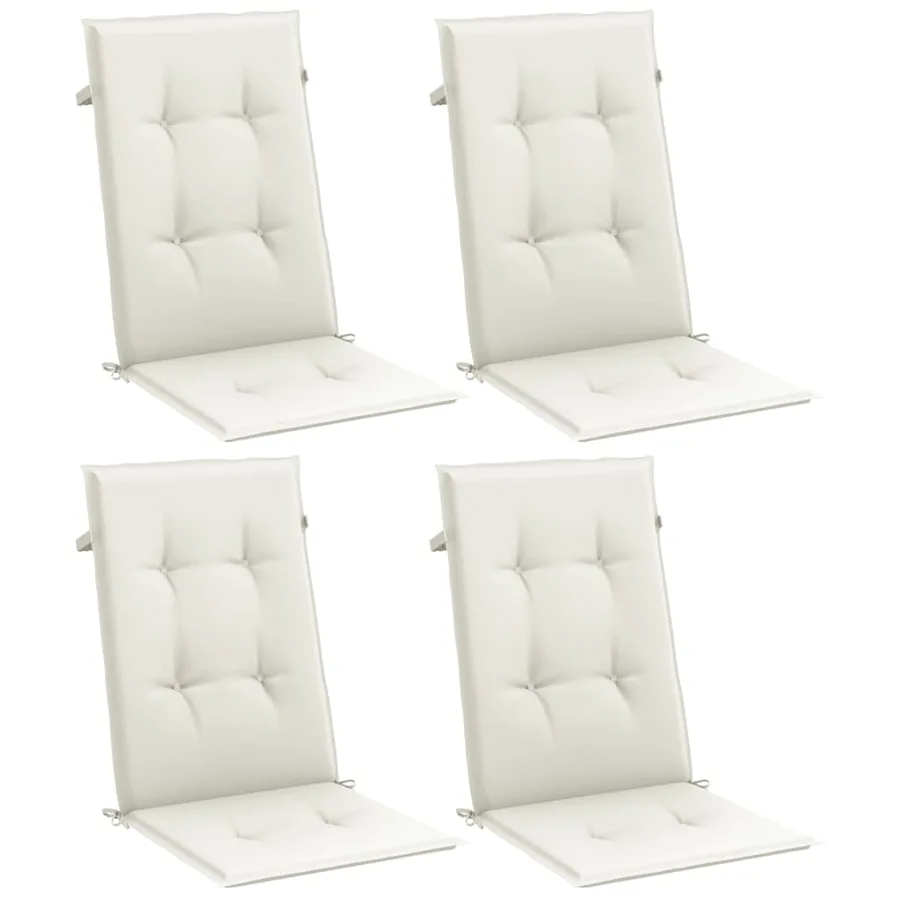 Coussins de chaise à dossier haut lot de 4 crème mélangé tissu - 4