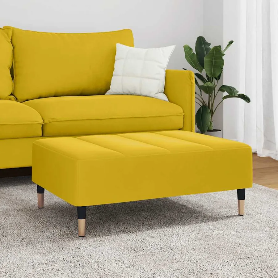 Repose-pied jaune 77x55x31 cm velours - 3