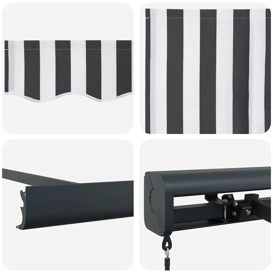 Auvent rétractable anthracite/blanc 3x2,5 m tissu et aluminium - 9