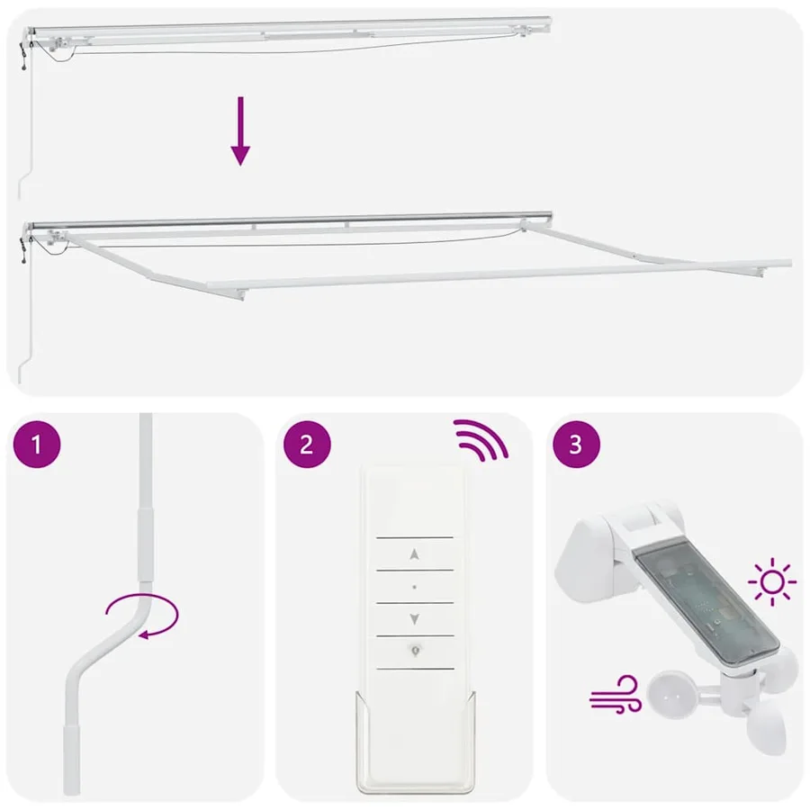 Auvent rétractable automatique avec LED anthracite et blanc - 14