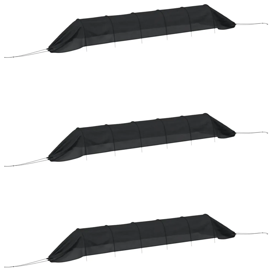Tunnels en filet 3 pcs noir acier et polyéthylène - 2