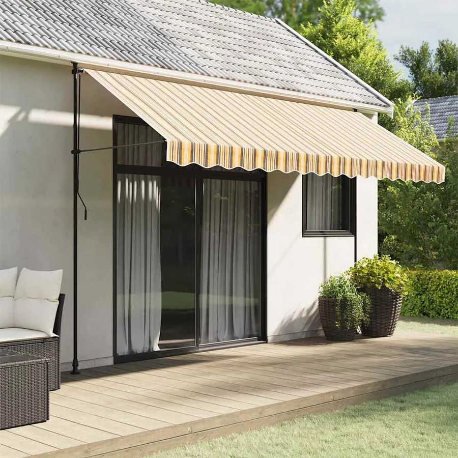 Tissu de remplacement de cantonnière d’auvent rayure jaune gris