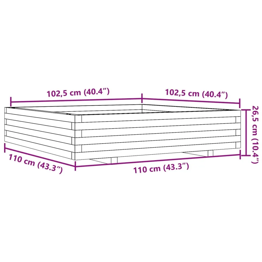 Jardinière 110x110x26,5 cm bois massif de douglas - 10