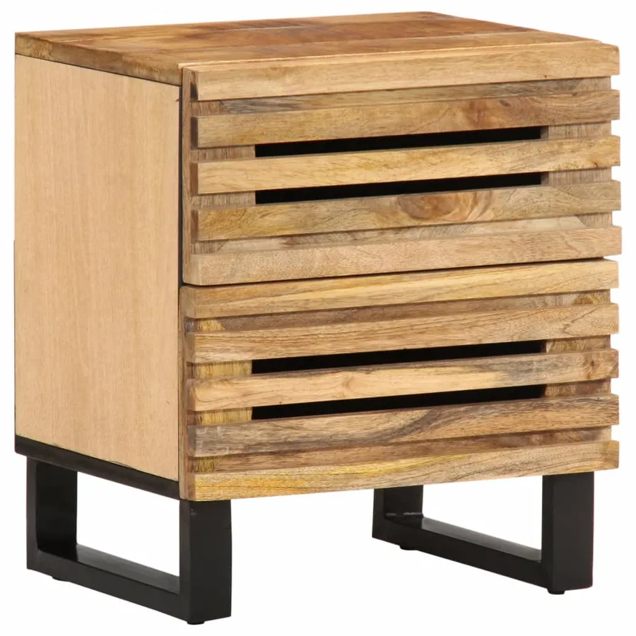 Tables de chevet 2 pcs 40x34x46 cm bois massif de manguier brut - 2