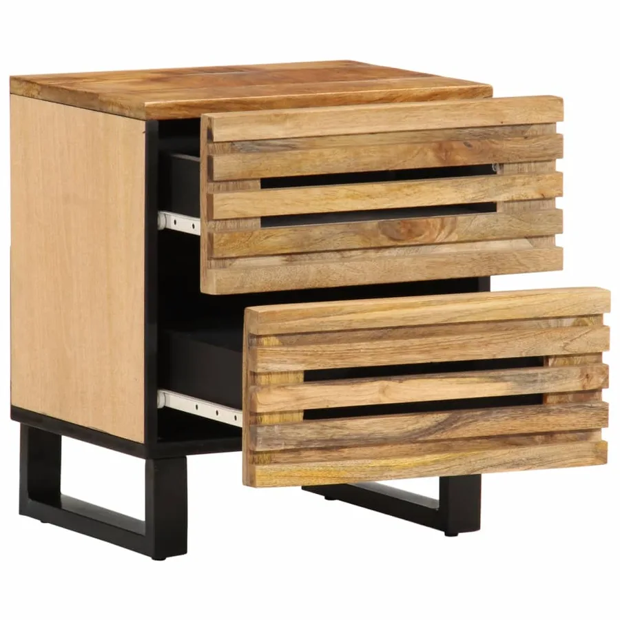 Tables de chevet 2 pcs 40x34x46 cm bois massif de manguier brut - 4