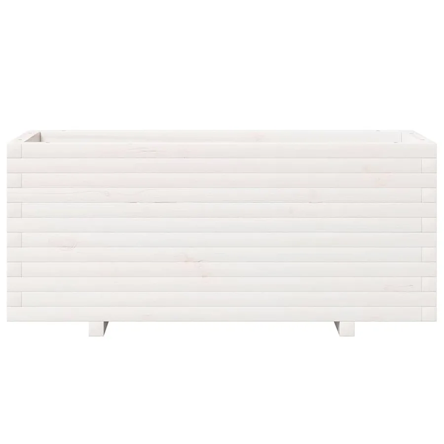 Jardinière blanc 110x40x49,5 cm bois de pin massif - 5