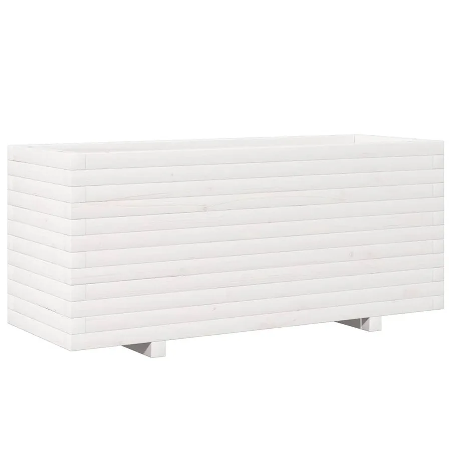 Jardinière blanc 110x40x49,5 cm bois de pin massif - 7