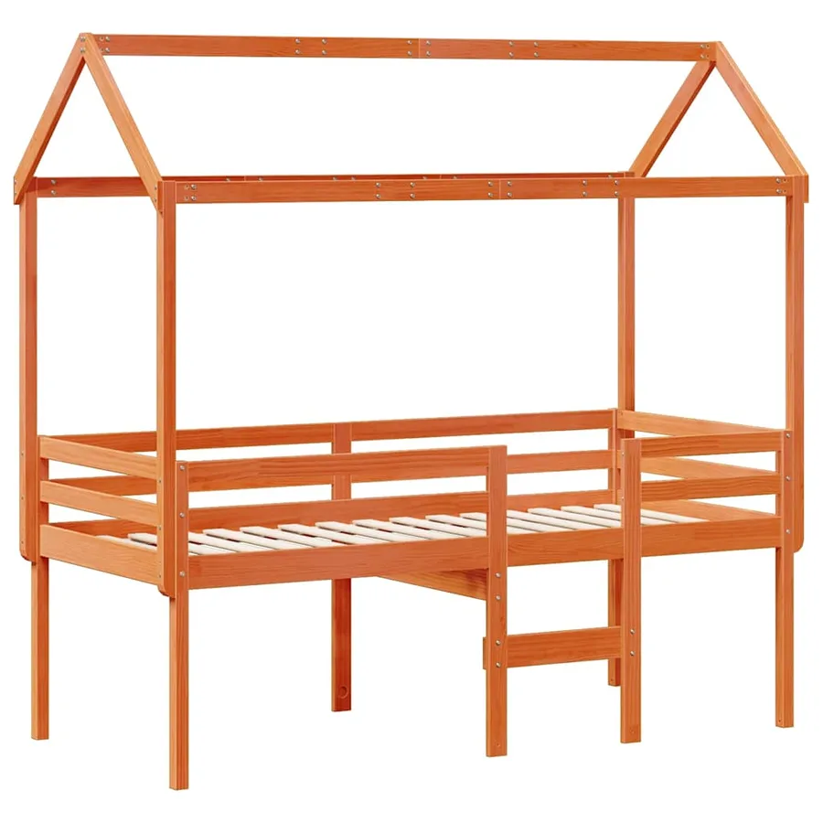Lit haut sans matelas cire marron 90x200 cm bois de pin massif - 3