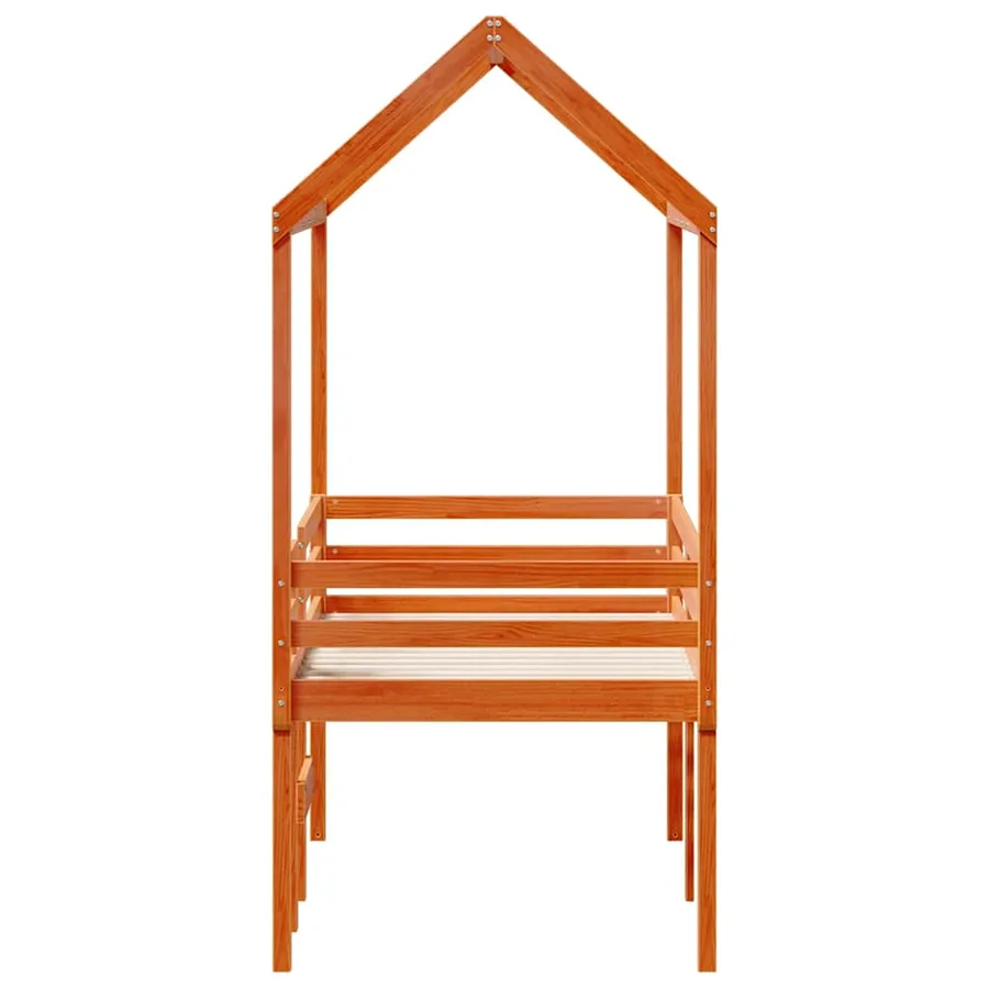 Lit haut sans matelas cire marron 90x200 cm bois de pin massif - 7