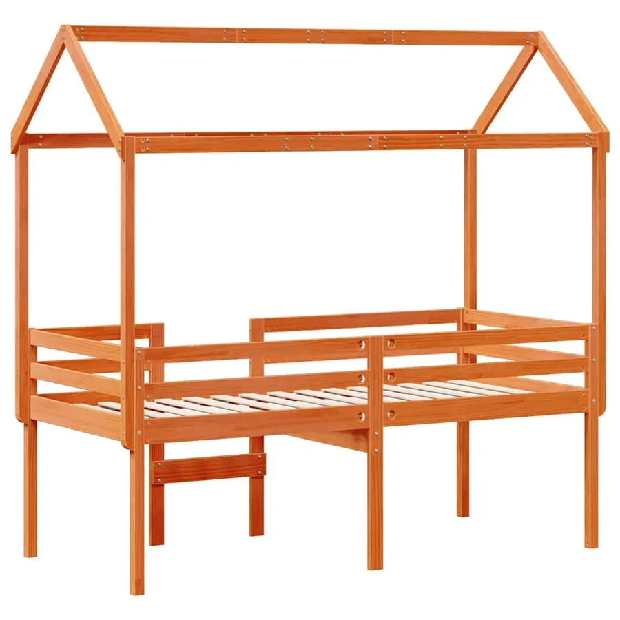 Lit haut sans matelas cire marron 90x200 cm bois de pin massif - 8