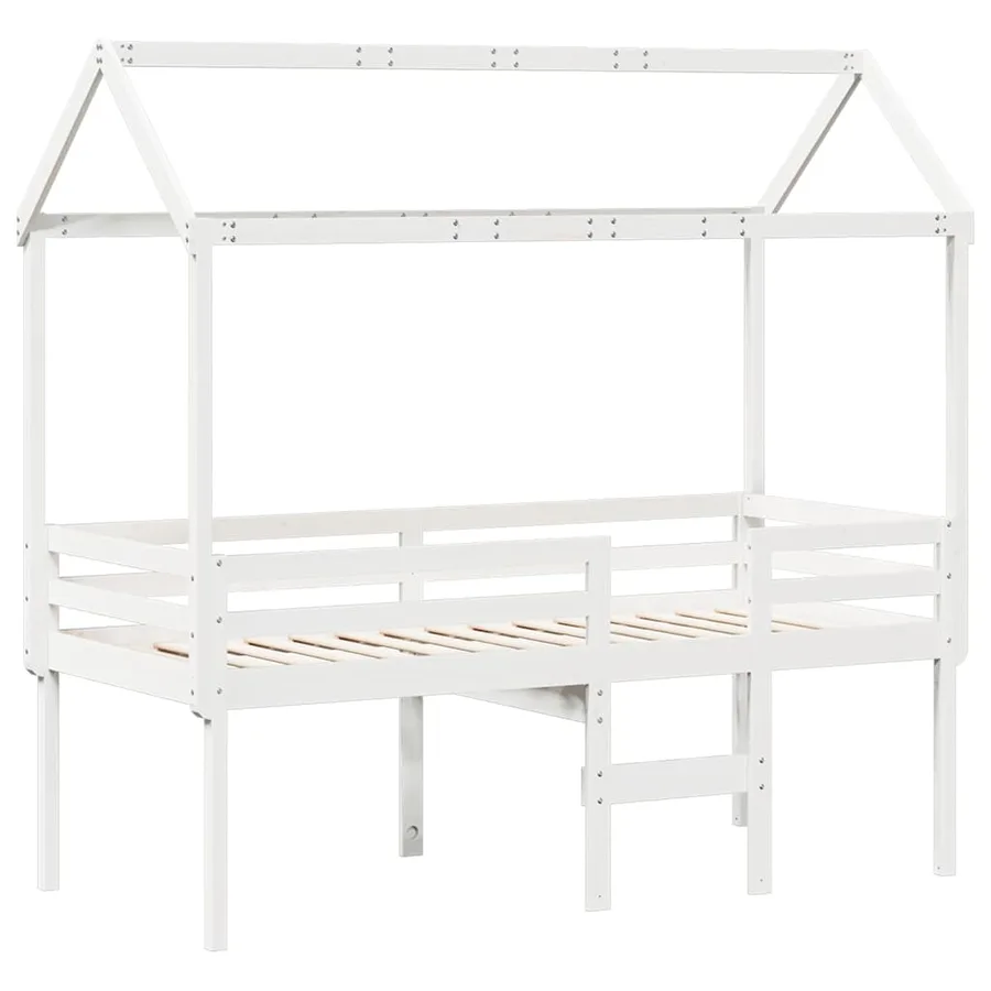 Lit haut sans matelas blanc 80x200 cm bois de pin massif - 3