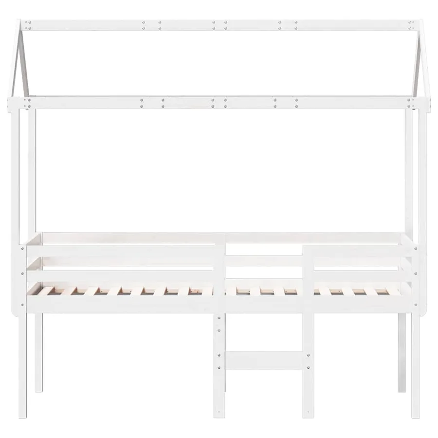 Lit haut sans matelas blanc 80x200 cm bois de pin massif - 4