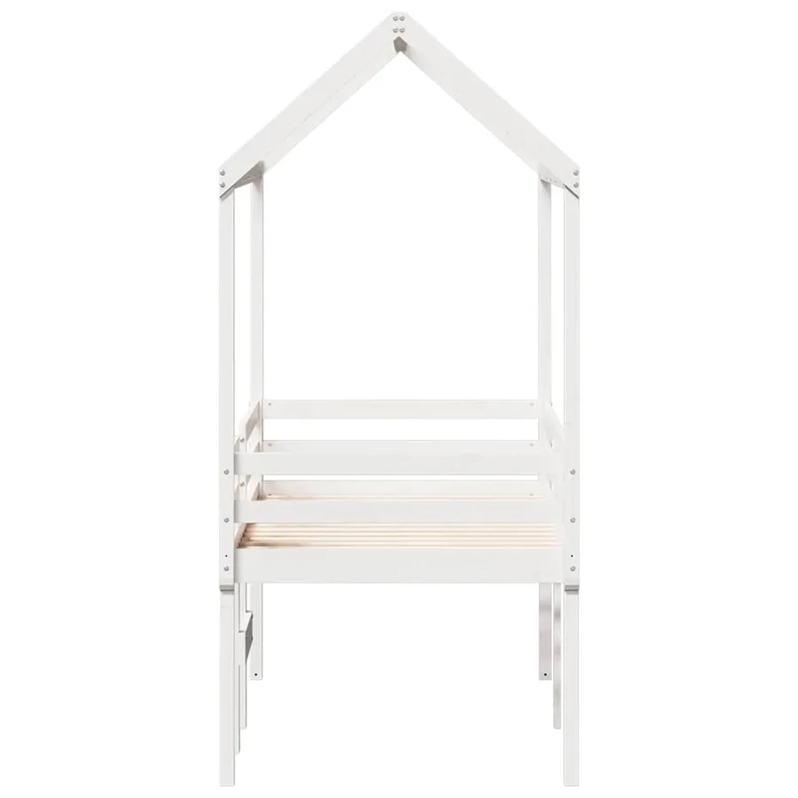 Lit haut sans matelas blanc 80x200 cm bois de pin massif - 7