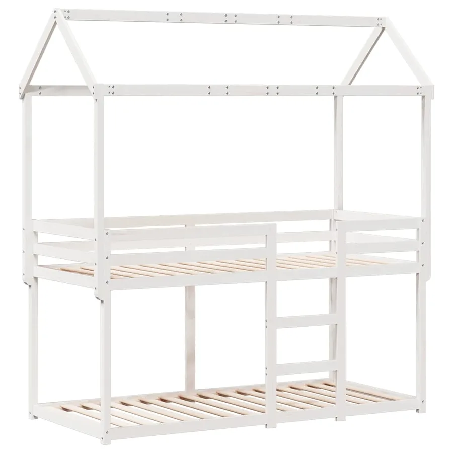 Lit superposé sans matelas blanc 90x200 cm bois de pin massif - 3